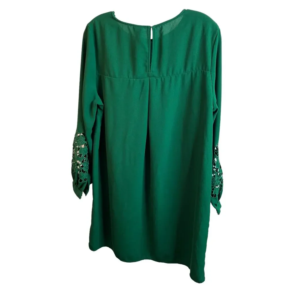 H & M Dress Green Floral Cut Out Sleeve 12 - Picture 9 of 9